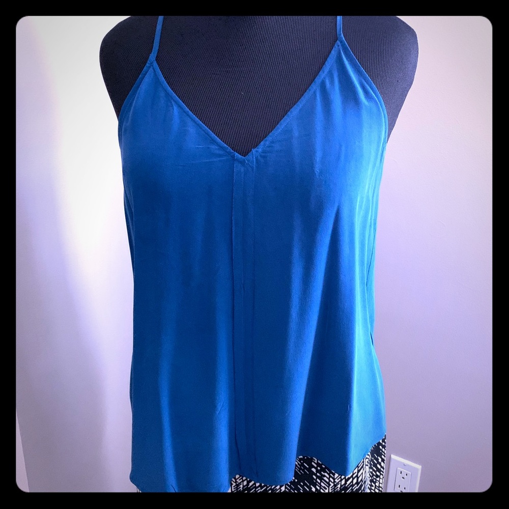 100% silk top Joie teal blue